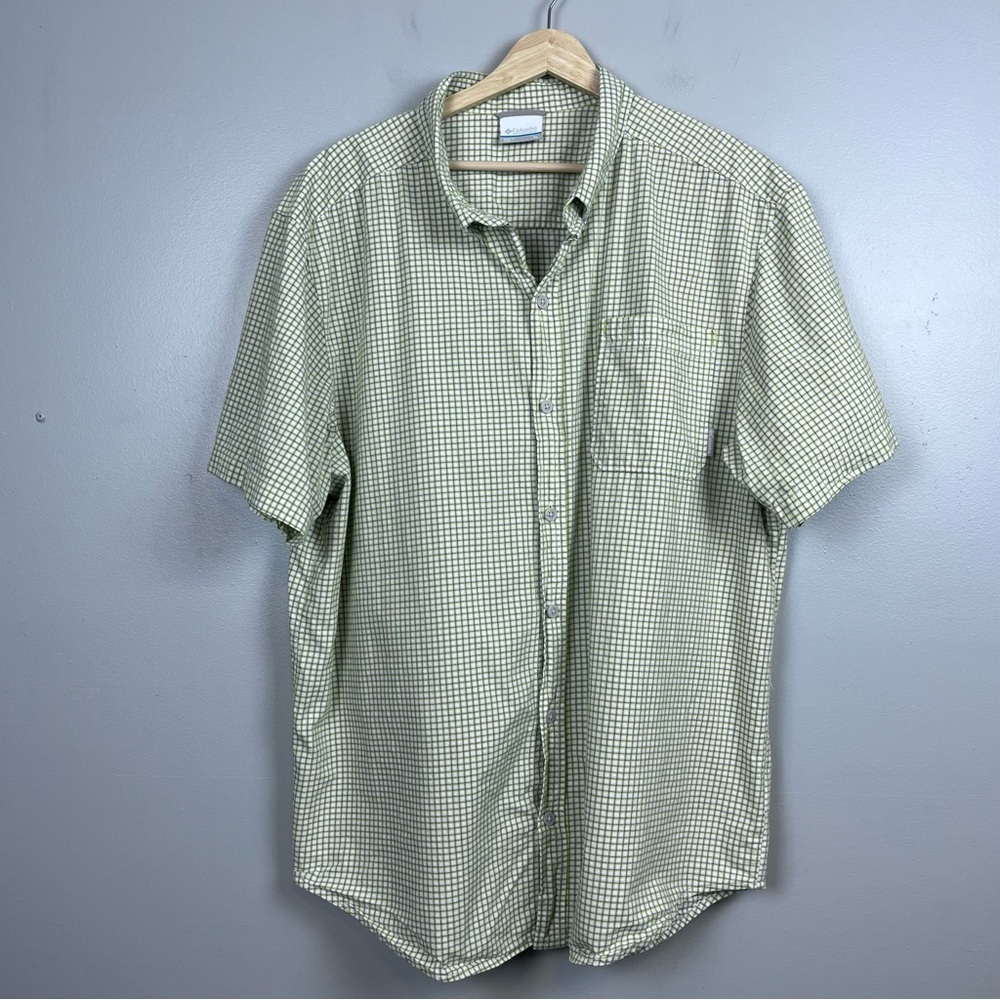 Columbia Men's 100% Cotton Green Checked Button Down Shirt Size XL; Nature